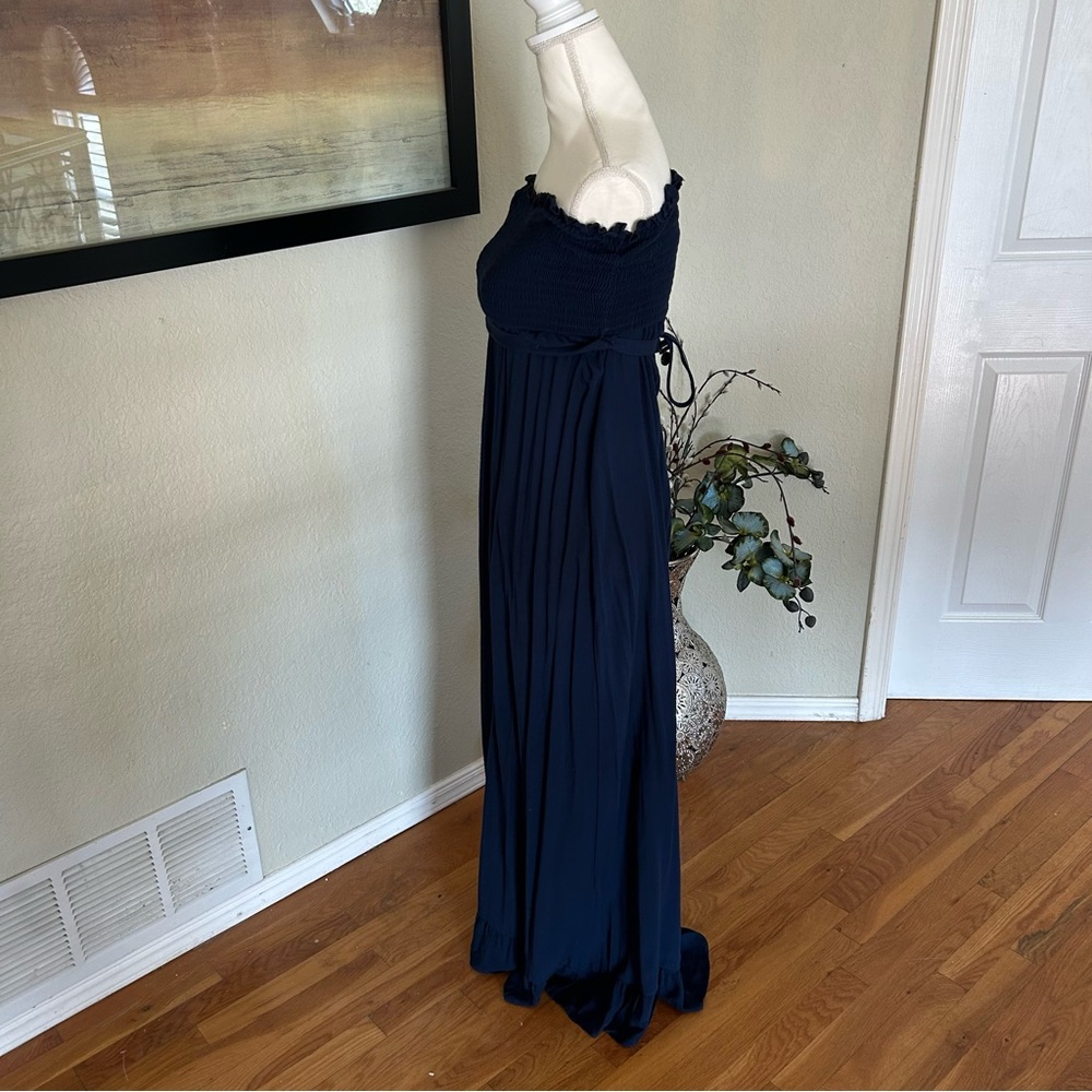 Juicy Couture Beach Royalty Navy Blue Strapless Smock Maxi Dress in Sz Med. NWOT - Picture 4 of 10